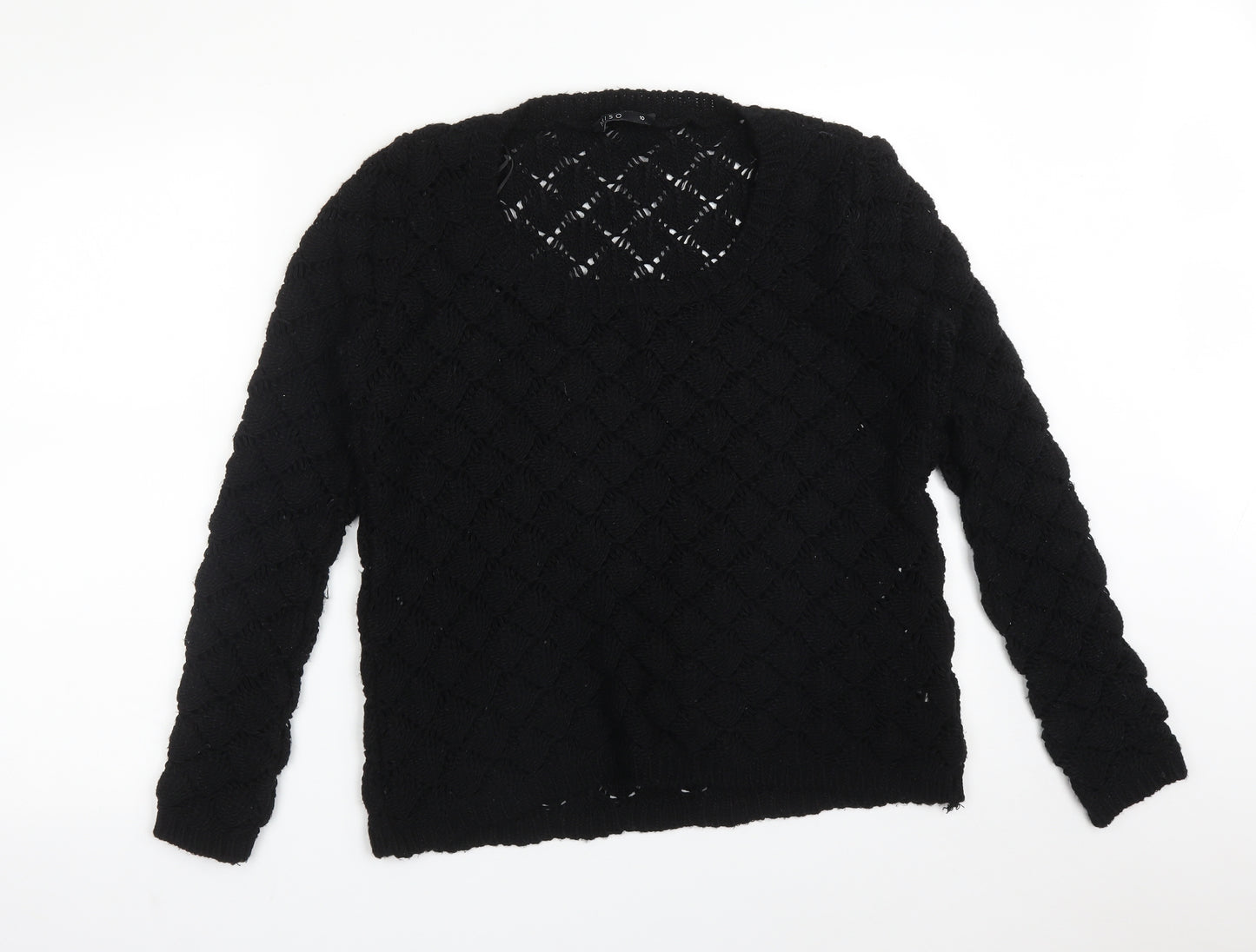 Miso Womens Black Argyle/Diamond Acrylic Pullover Sweatshirt Size 10