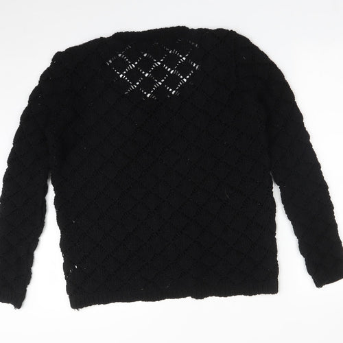 Miso Womens Black Argyle/Diamond Acrylic Pullover Sweatshirt Size 10