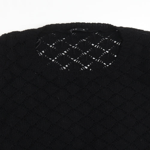 Miso Womens Black Argyle/Diamond Acrylic Pullover Sweatshirt Size 10