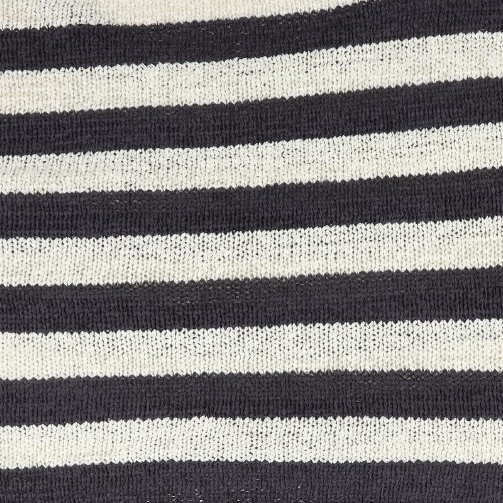 WHITE LABEL Womens Multicoloured Striped Acrylic Basic T-Shirt Size 10 Round Neck