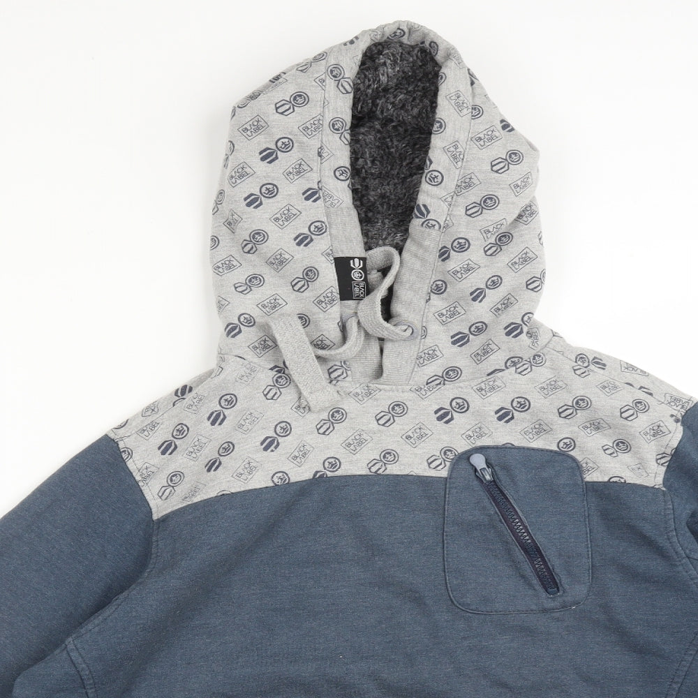 Black Label Mens Blue  Cotton Pullover Hoodie Size L   - CROSSHATCH BLACK LABEL