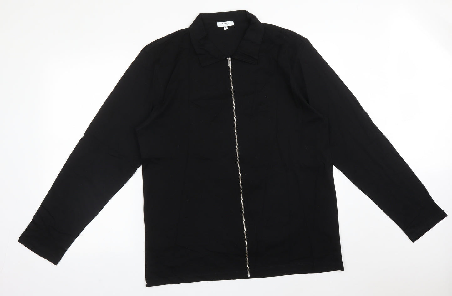 Reiss Mens Black  Cotton  Polo Size XL Collared