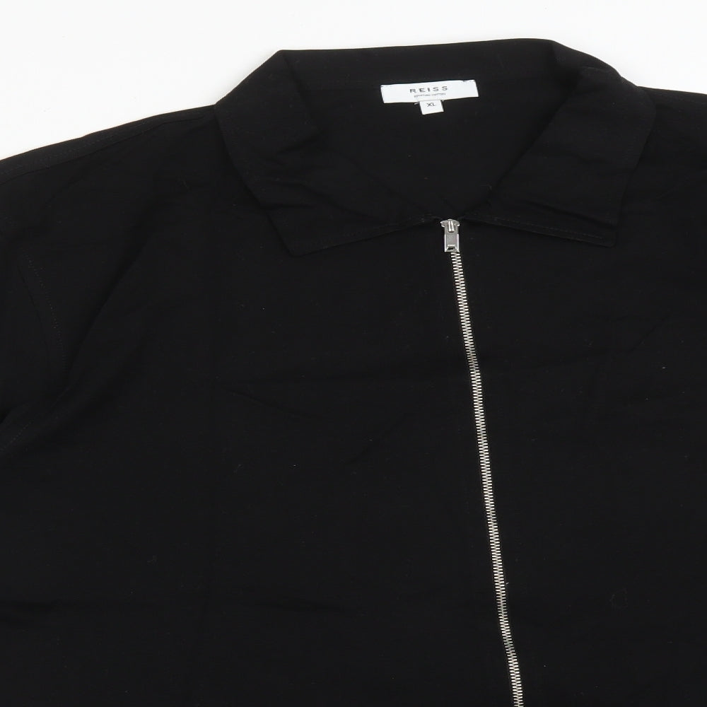 Reiss Mens Black  Cotton  Polo Size XL Collared