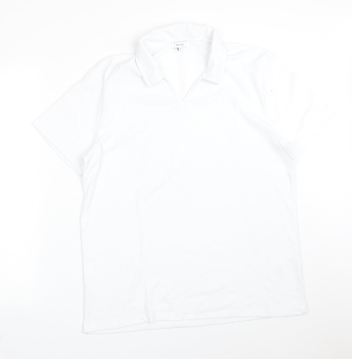 Reiss Mens White Striped Polyester  Polo Size XL Collared