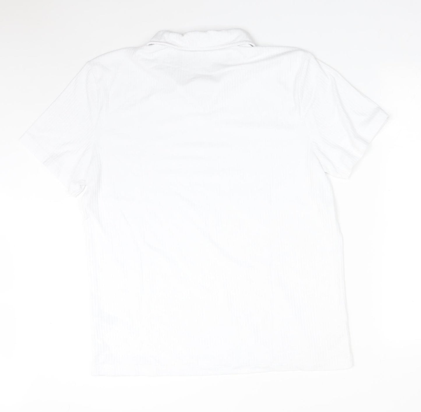 Reiss Mens White Striped Polyester  Polo Size XL Collared