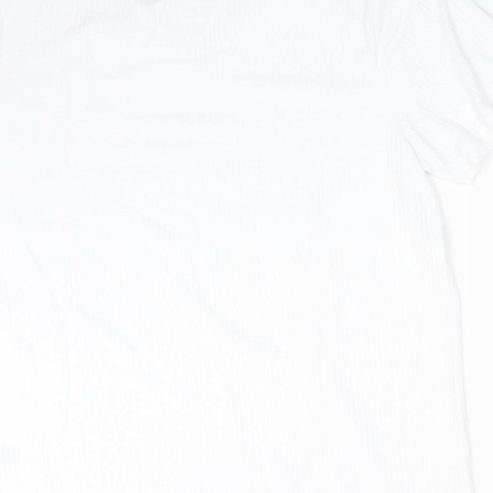 Reiss Mens White Striped Polyester  Polo Size XL Collared