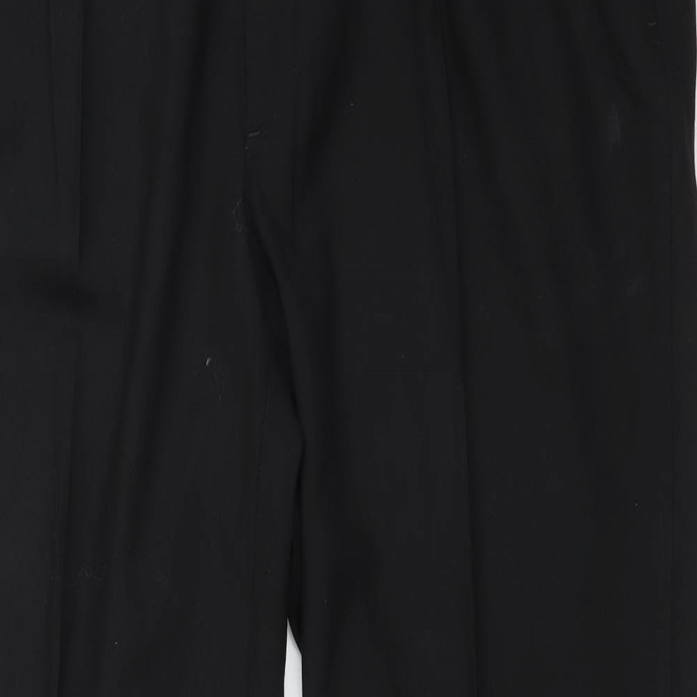 M&S Mens Black  Wool Dress Pants Trousers Size 40 L29 in Regular