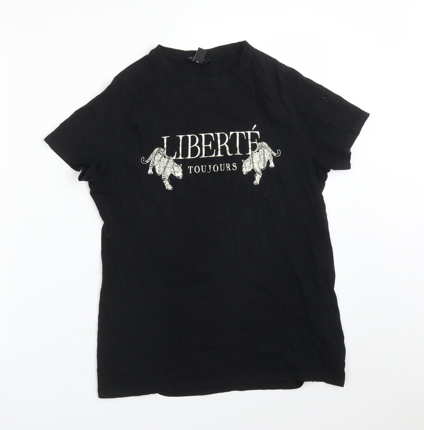 New Look Womens Black  Cotton Basic T-Shirt Size 10 Round Neck - LIBERRTE TOUJOURS