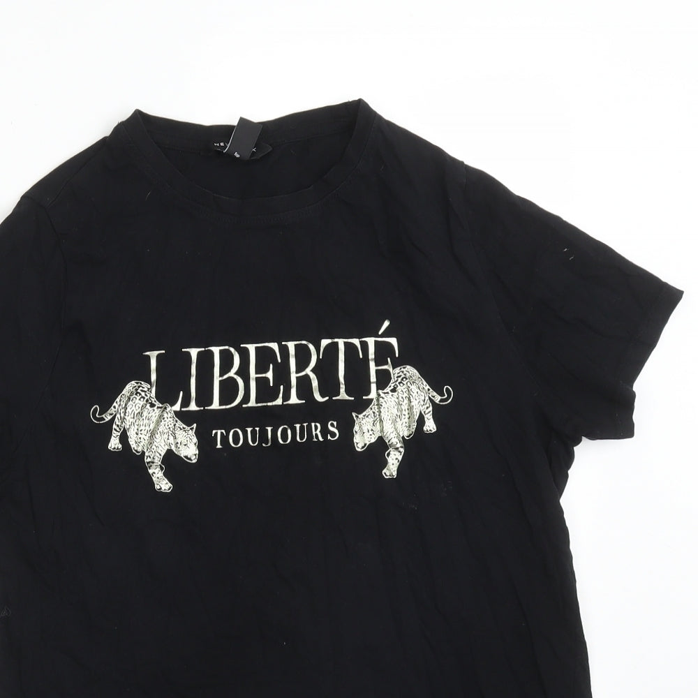 New Look Womens Black  Cotton Basic T-Shirt Size 10 Round Neck - LIBERRTE TOUJOURS