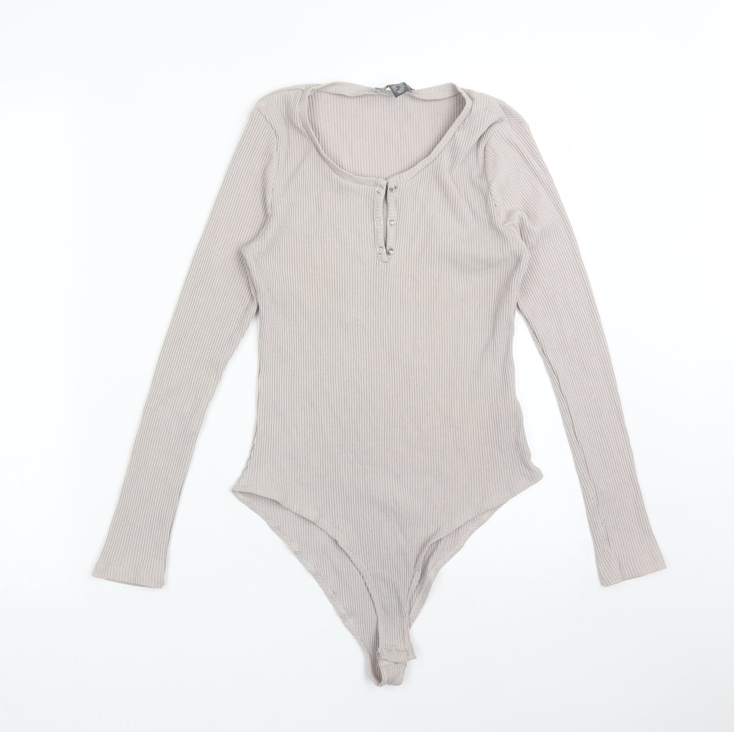 Primark Womens Grey Striped Polyester Bodysuit One-Piece Size S