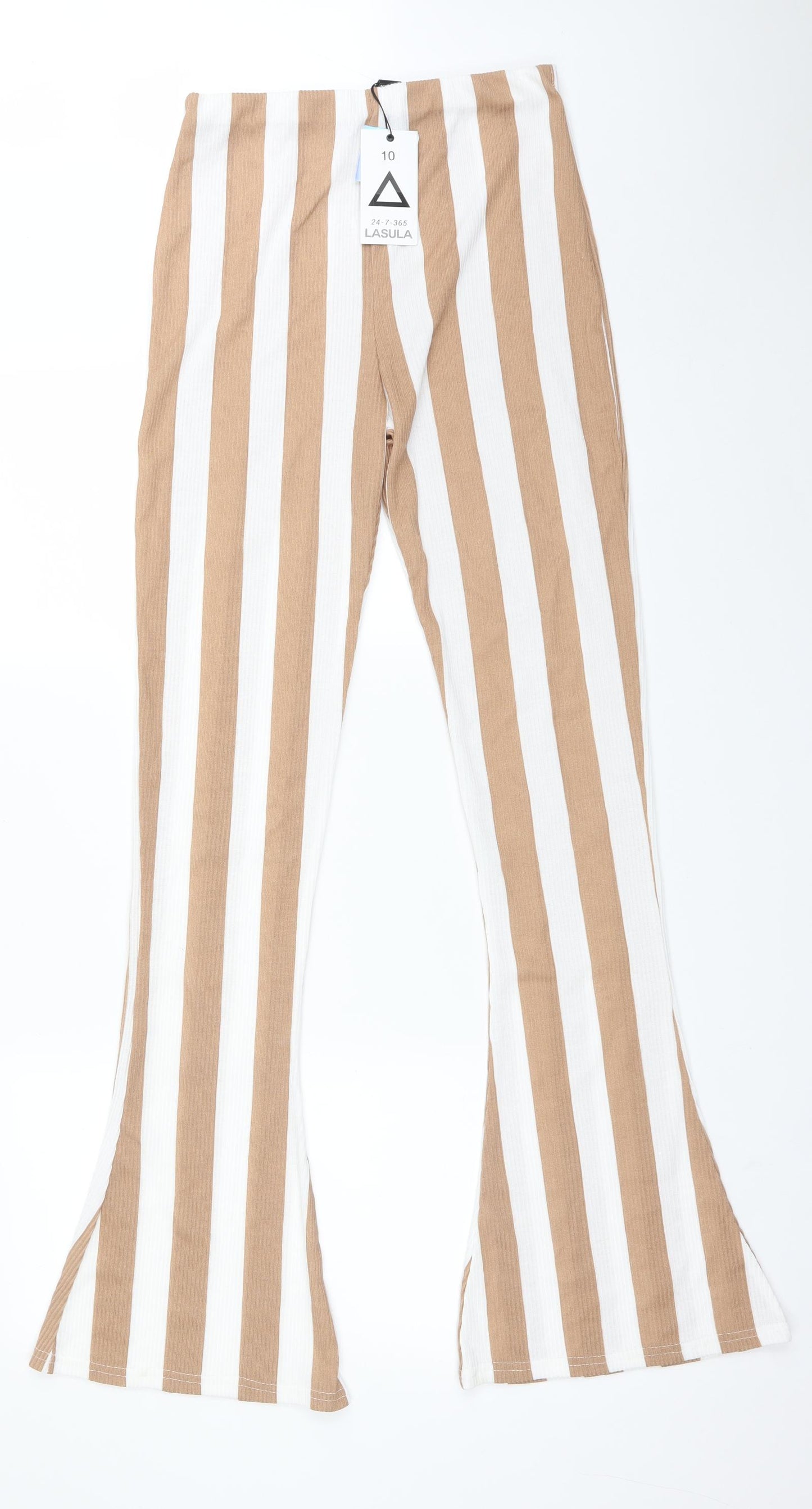 LASULA Womens Multicoloured Striped Polyester Trousers  Size 10 L33 in Regular