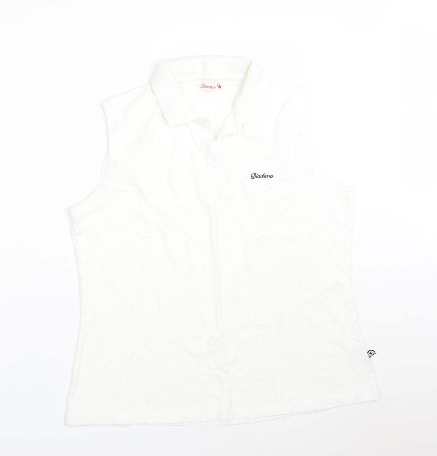 Diadora Womens White  Cotton Basic Polo Size 18 Collared