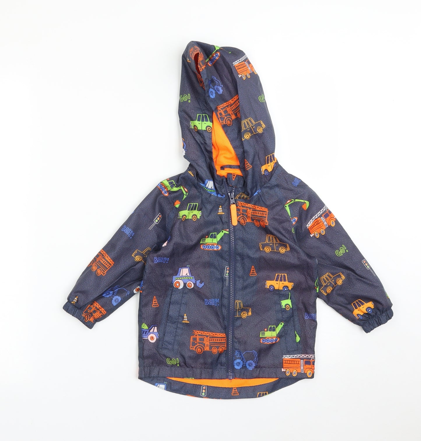 F&F Boys Blue   Overcoat Coat Size 12-18 Months    - VEHICLES
