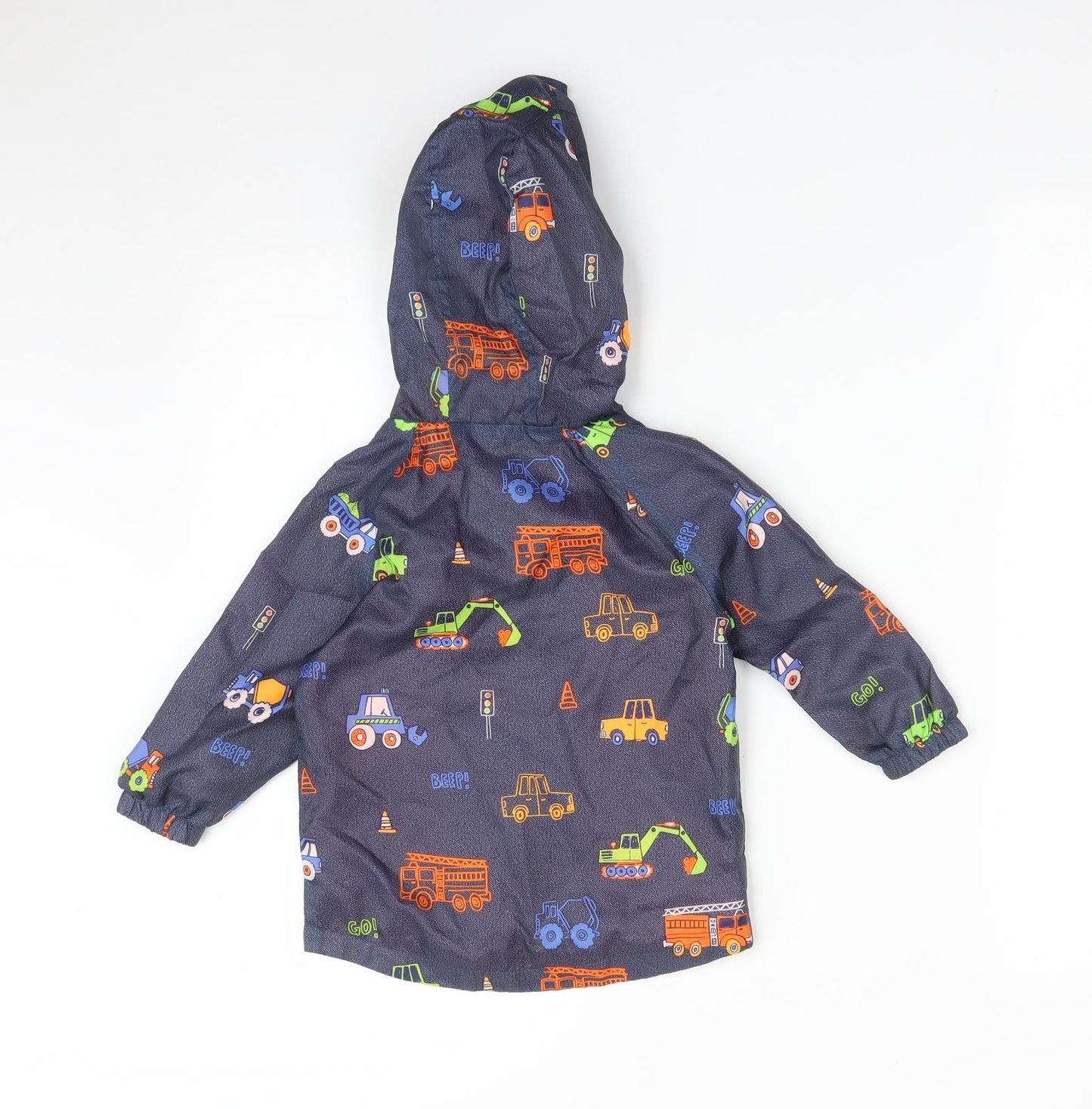 F&F Boys Blue   Overcoat Coat Size 12-18 Months    - VEHICLES