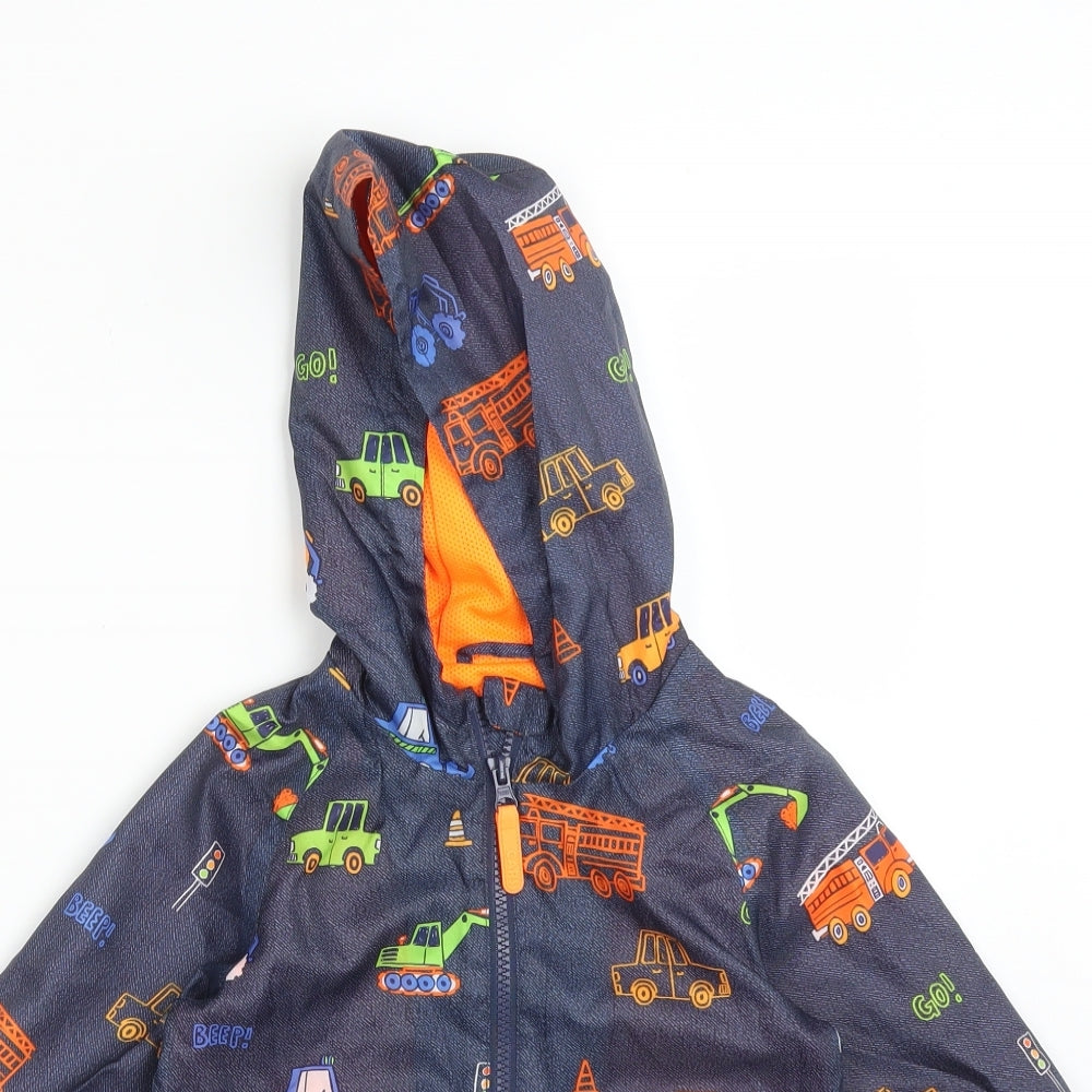 F&F Boys Blue   Overcoat Coat Size 12-18 Months    - VEHICLES