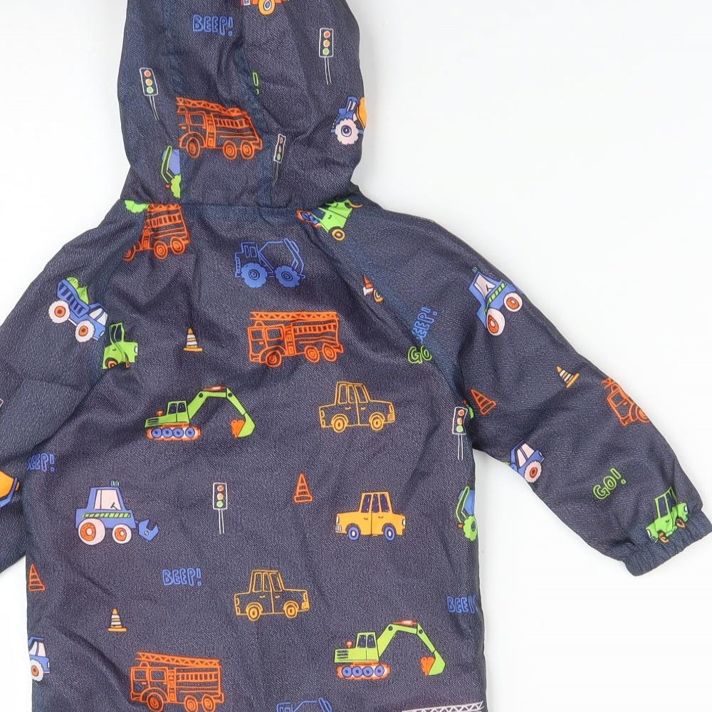 F&F Boys Blue   Overcoat Coat Size 12-18 Months    - VEHICLES
