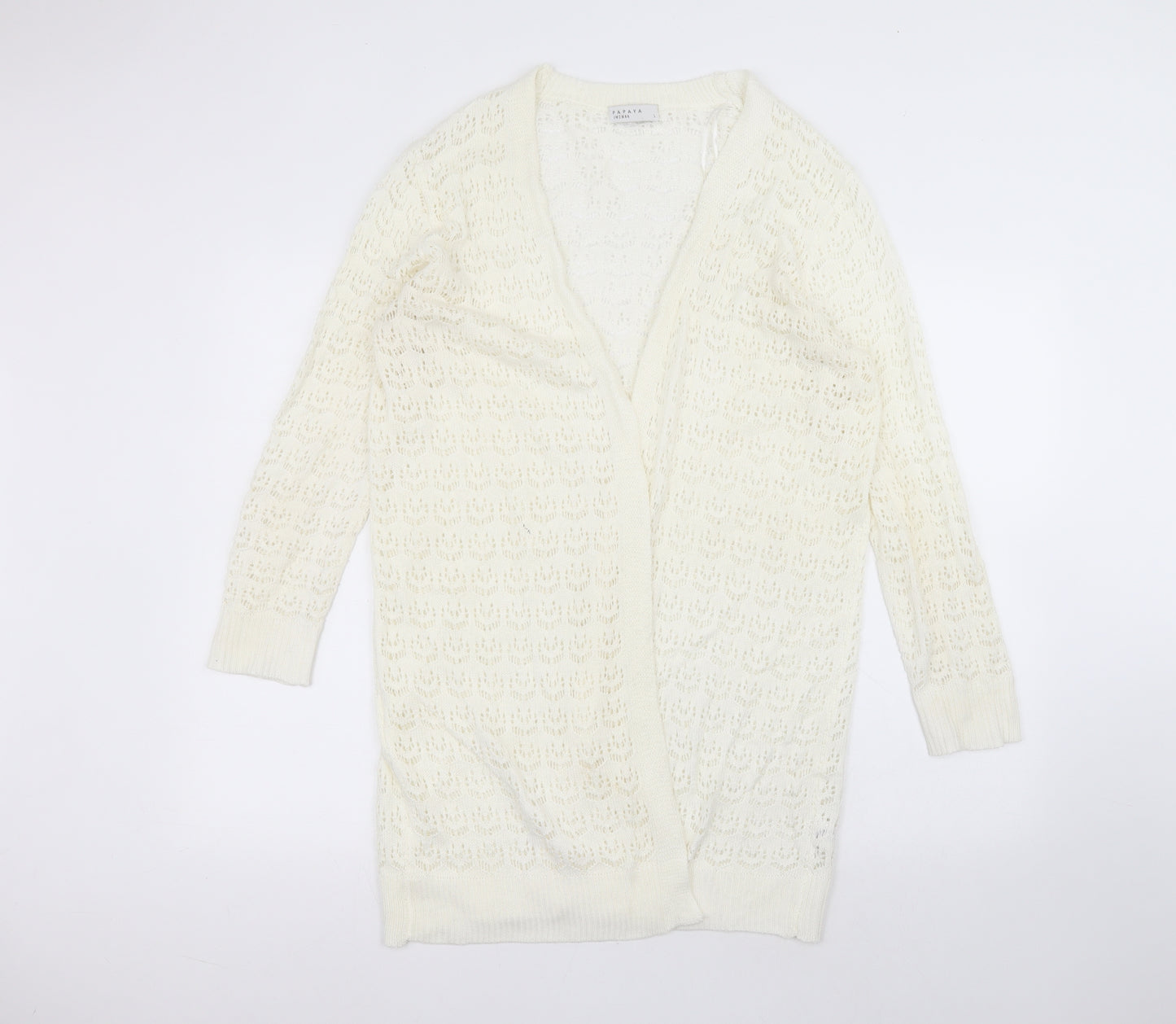 Matalan Womens White V-Neck  Acrylic Cardigan Jumper Size L