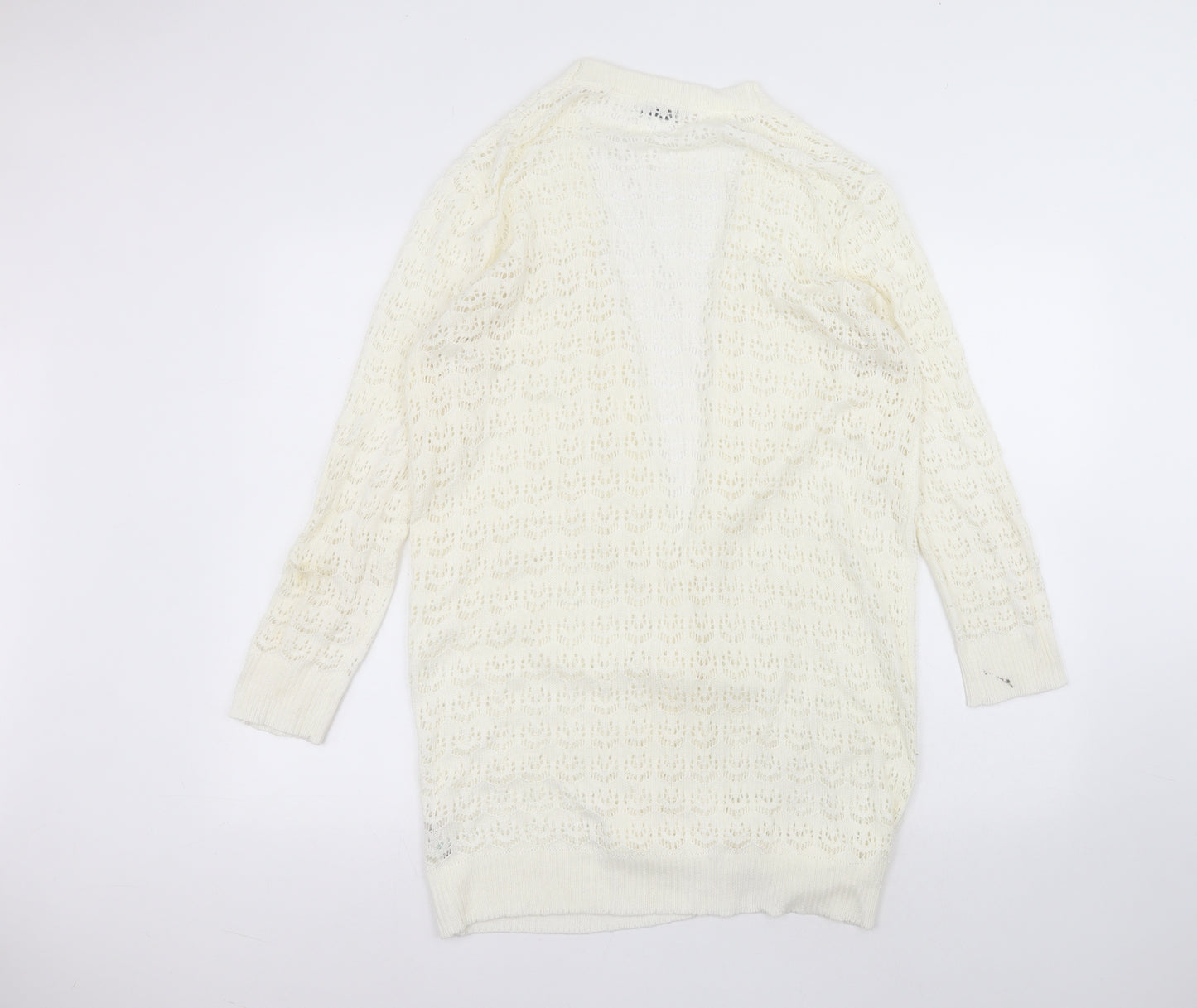 Matalan Womens White V-Neck  Acrylic Cardigan Jumper Size L