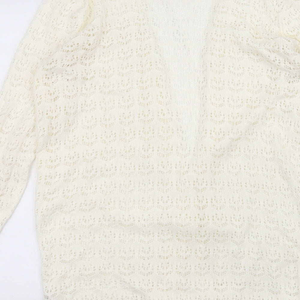 Matalan Womens White V-Neck  Acrylic Cardigan Jumper Size L