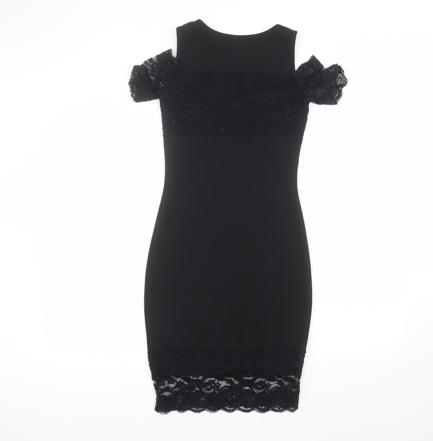River Island Womens Black  Polyester Pencil Dress  Size 6  Round Neck