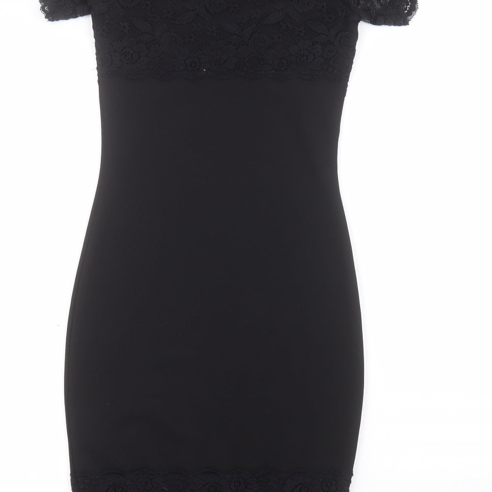River Island Womens Black  Polyester Pencil Dress  Size 6  Round Neck