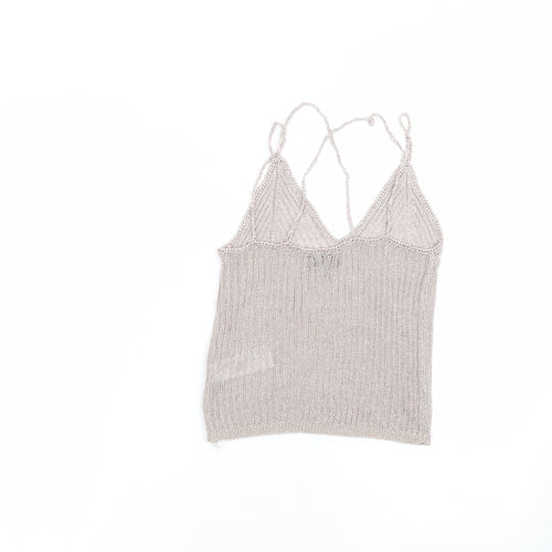 Topshop Womens Pink  Viscose Basic T-Shirt Size 6 V-Neck
