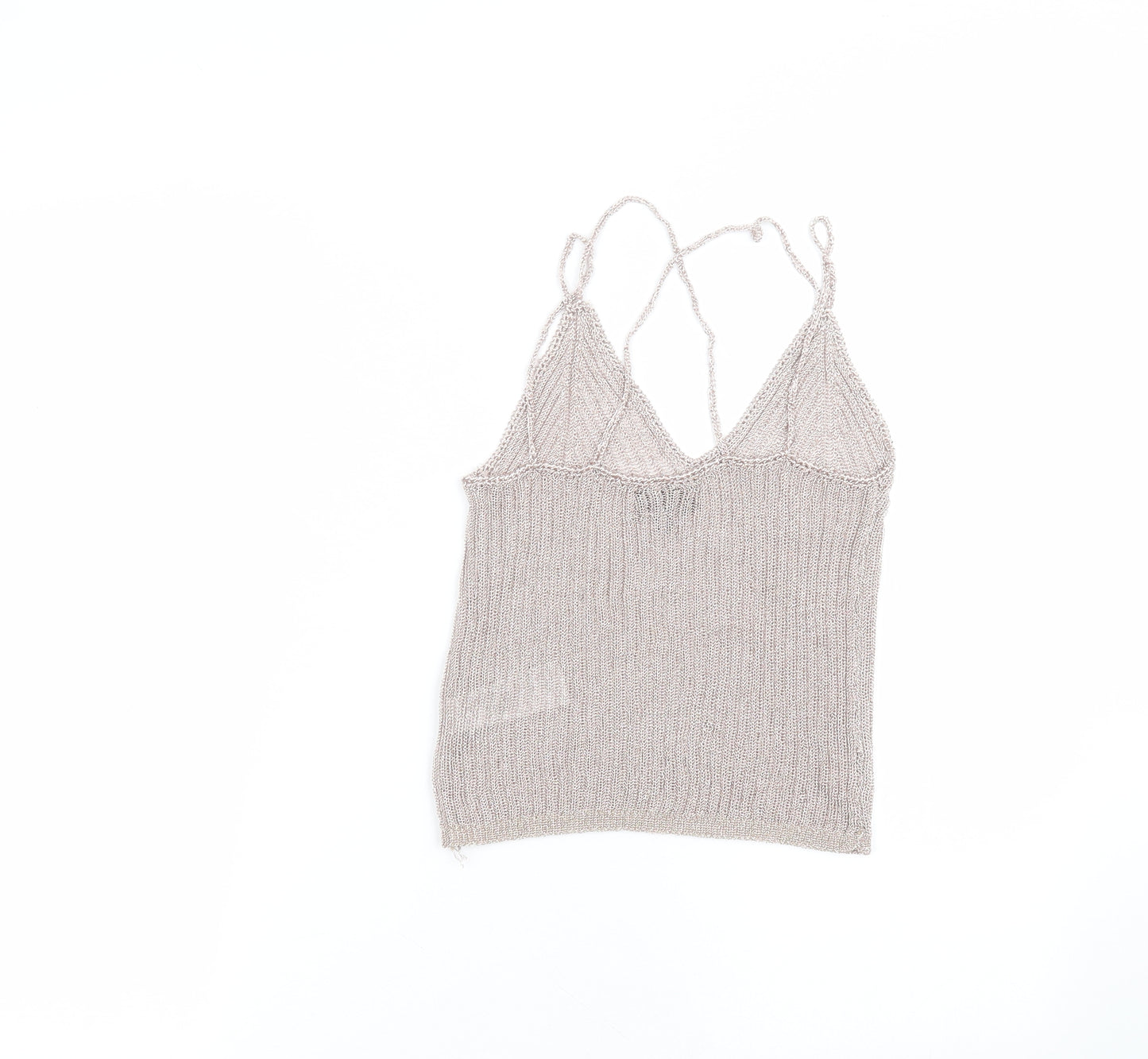 Topshop Womens Pink  Viscose Basic T-Shirt Size 6 V-Neck