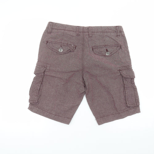 Peacocks Mens Red  Cotton Cargo Shorts Size 32 in L10 in Regular