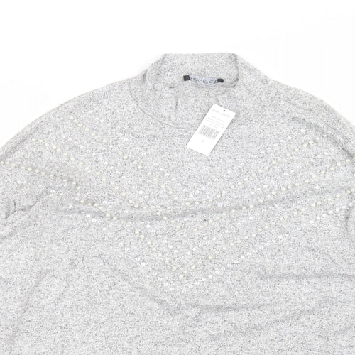 Select Womens Grey  Viscose Basic T-Shirt Size L Round Neck
