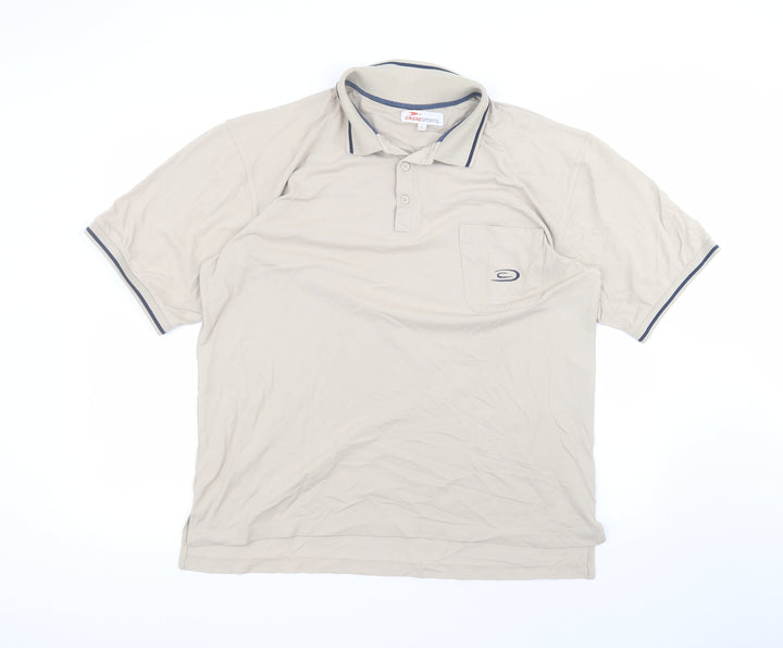 Crane Sports Mens Brown Polyamide Polo Size L Collared