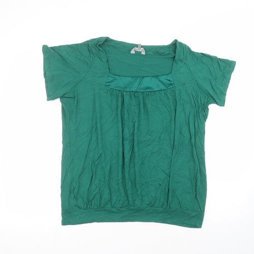 Mia Moda Womens Green  Viscose Basic T-Shirt Size 18 Round Neck