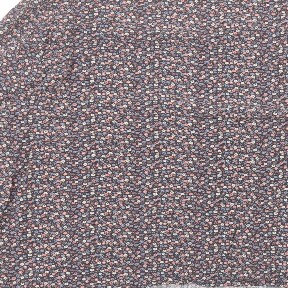 Cath Kidston Womens Black Floral Viscose Basic T-Shirt Size 14 Round Neck