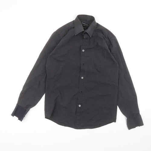 Taylor & Wright Womens Black  Polyester Basic Button-Up Size 14 Collared