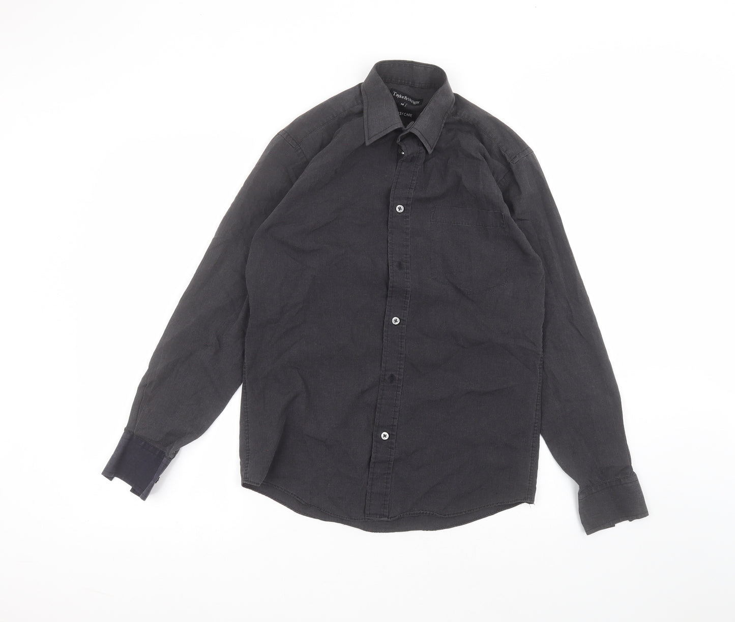 Taylor & Wright Womens Black  Polyester Basic Button-Up Size 14 Collared