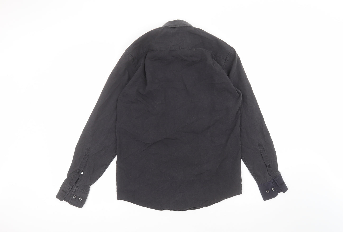 Taylor & Wright Womens Black  Polyester Basic Button-Up Size 14 Collared