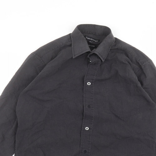 Taylor & Wright Womens Black  Polyester Basic Button-Up Size 14 Collared