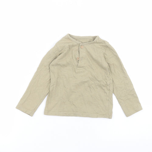 TU Baby Green  Cotton Basic T-Shirt Size 12-18 Months Round Neck