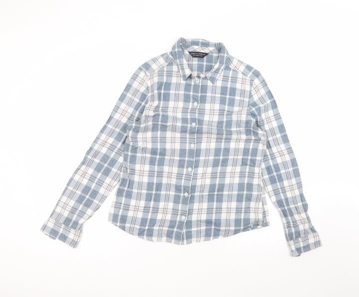 Dorothy Perkins Womens Blue Cotton Basic Button-Up Size 12 Collared