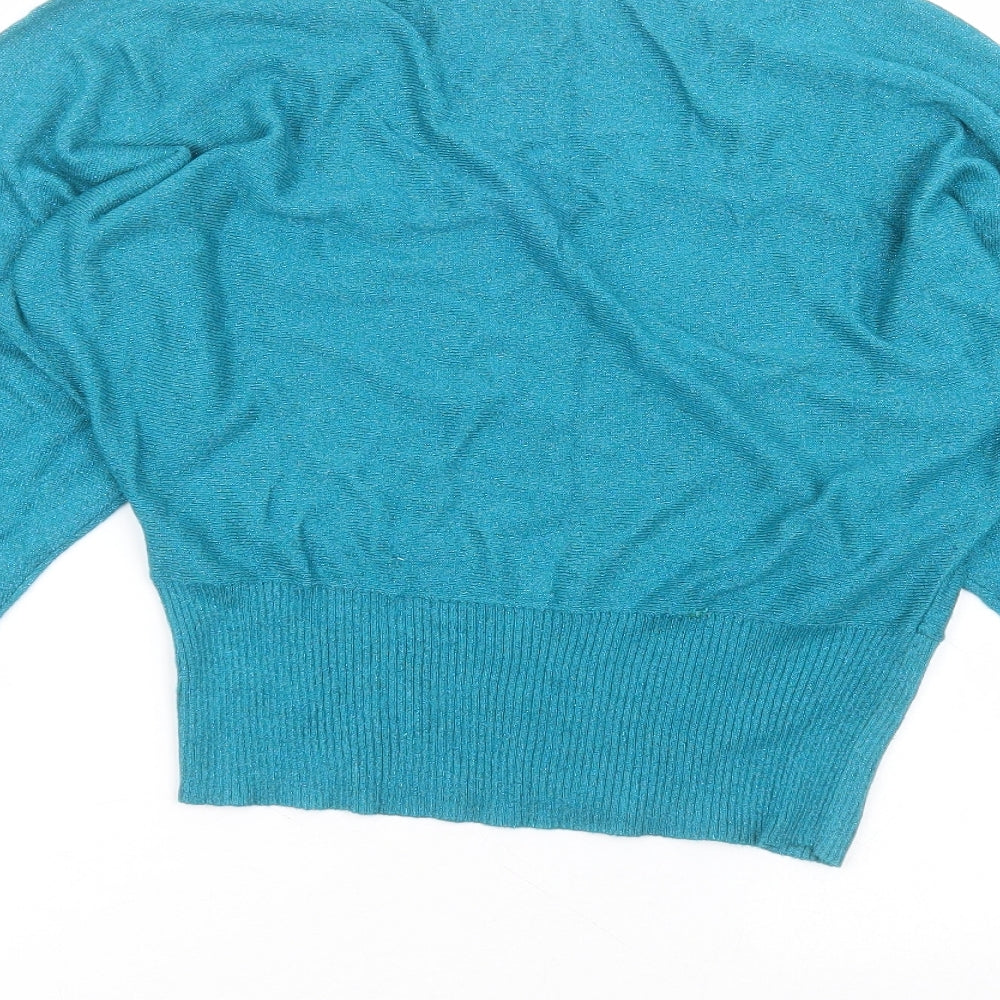 Preworn Womens Blue  Viscose Basic T-Shirt Size 12 Round Neck