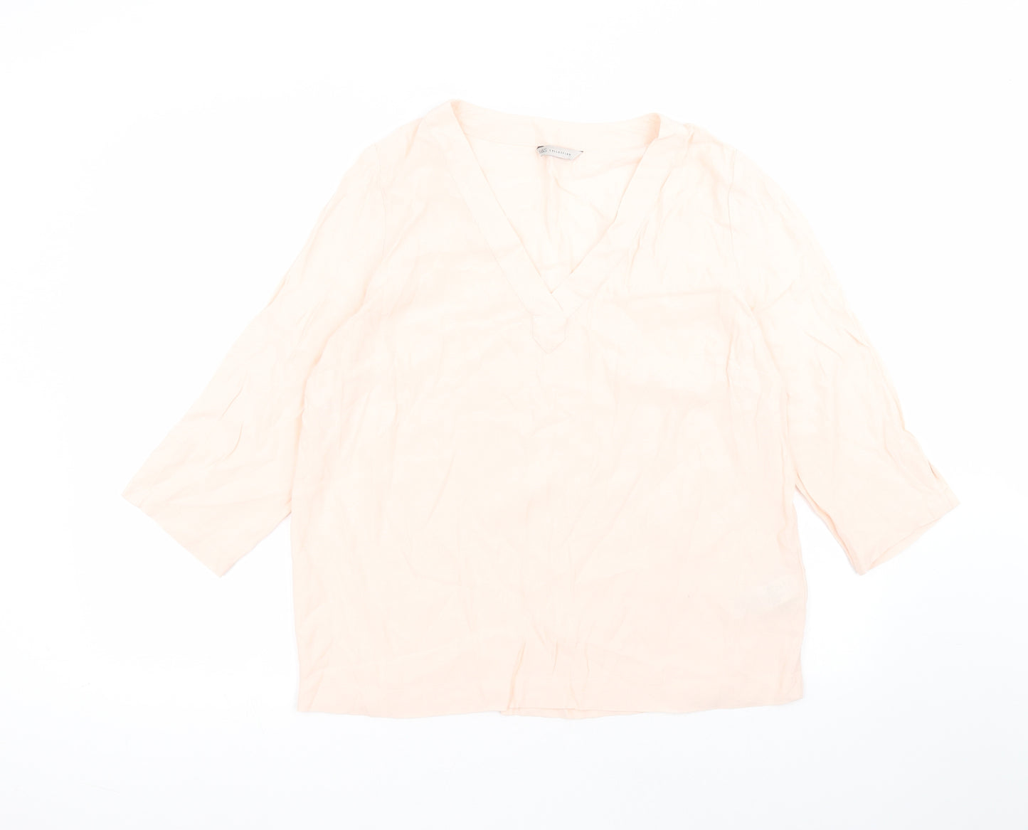 Marks and Spencer Womens Pink  Viscose Basic T-Shirt Size 14 Round Neck