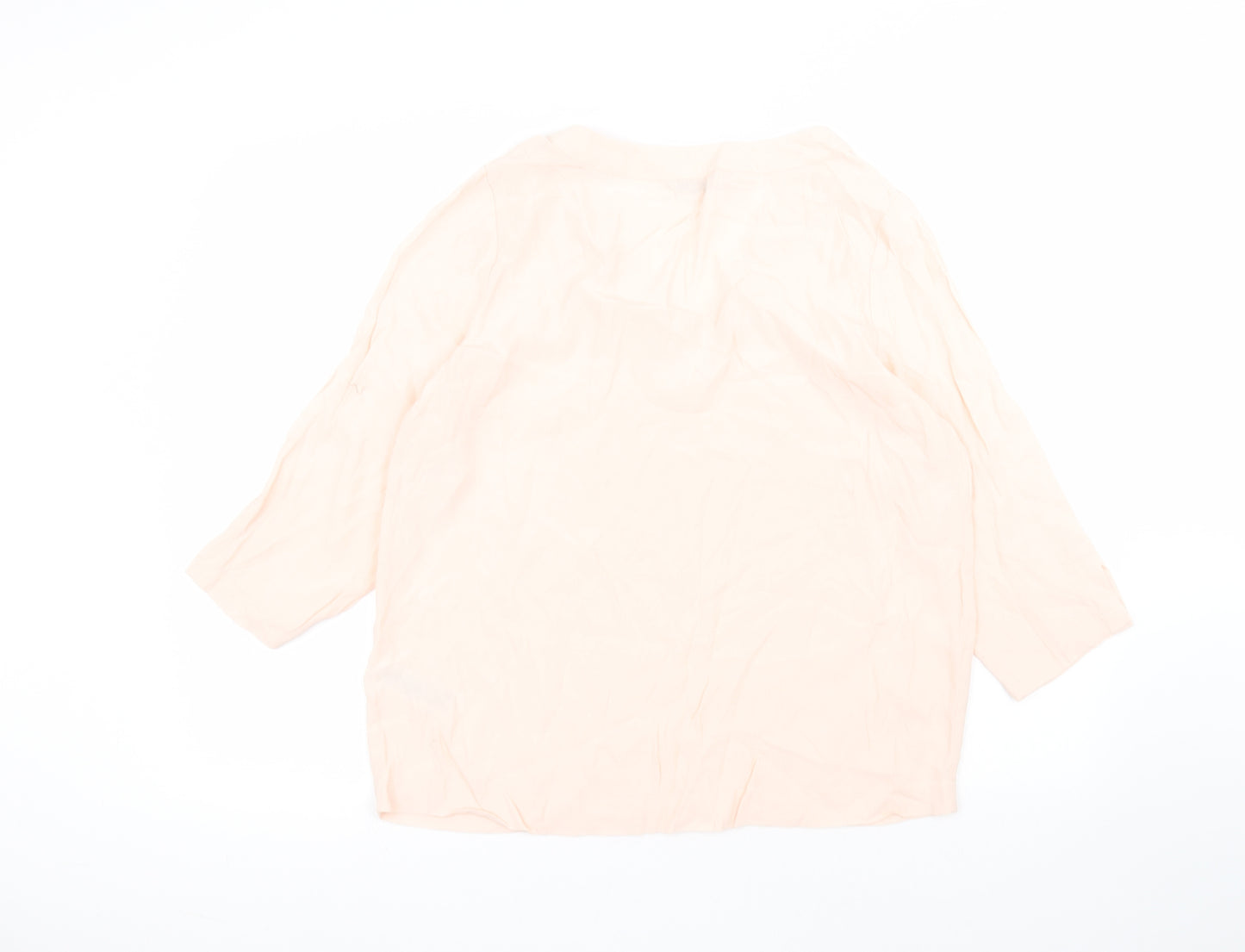 Marks and Spencer Womens Pink  Viscose Basic T-Shirt Size 14 Round Neck