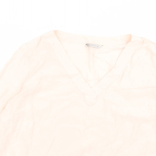 Marks and Spencer Womens Pink  Viscose Basic T-Shirt Size 14 Round Neck