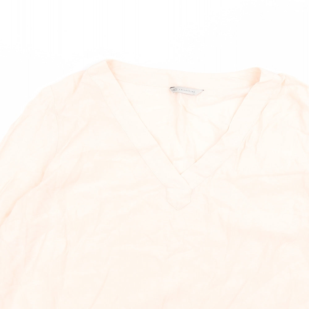 Marks and Spencer Womens Pink  Viscose Basic T-Shirt Size 14 Round Neck