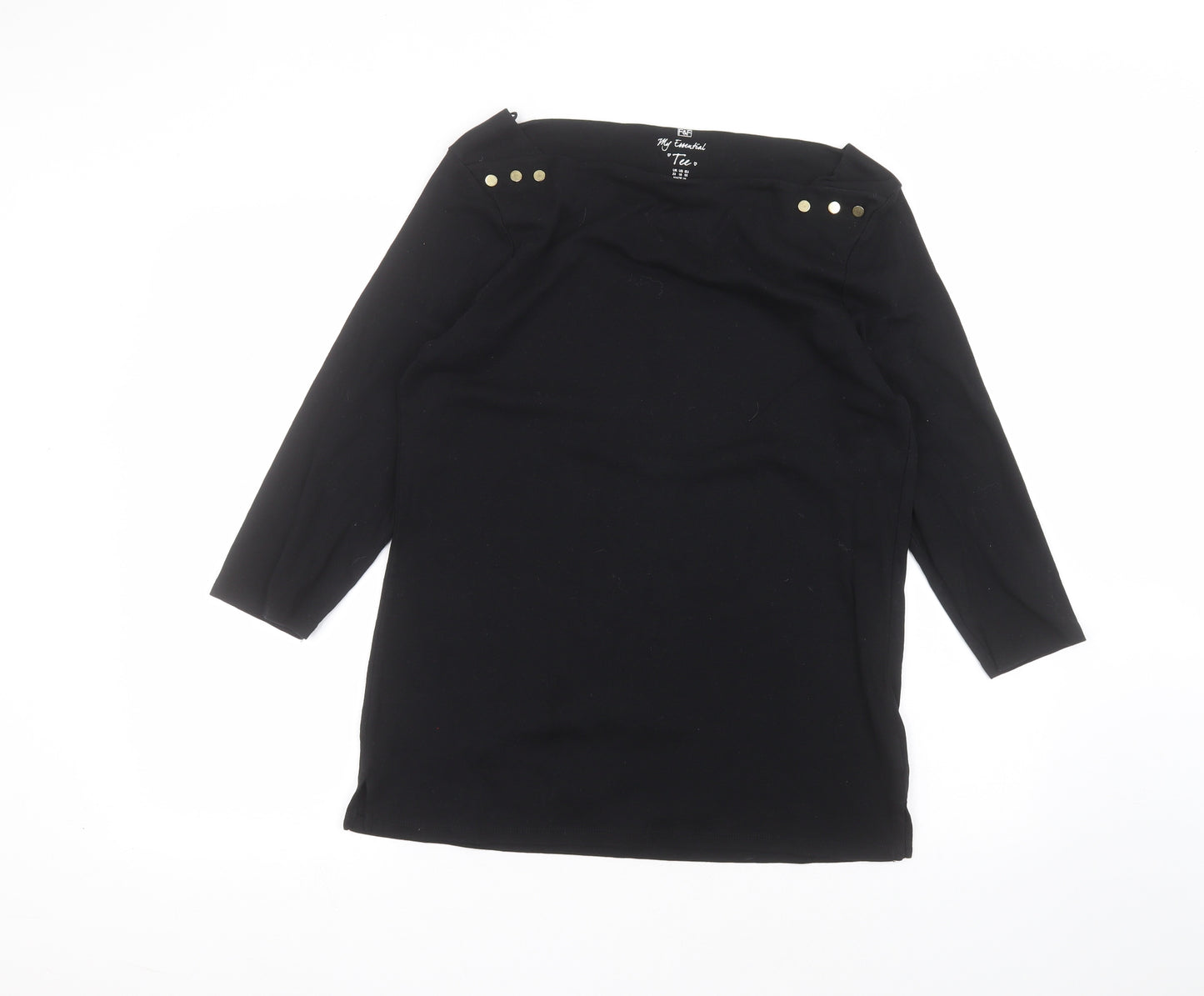 F&F Womens Black  Cotton Basic T-Shirt Size 22 Round Neck