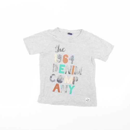 Denim Boys Grey  Cotton Basic T-Shirt Size 7 Years Round Neck