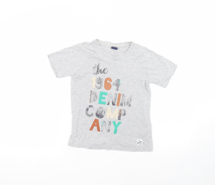 Denim Boys Grey Cotton Basic T-Shirt Size 7 Years Round Neck