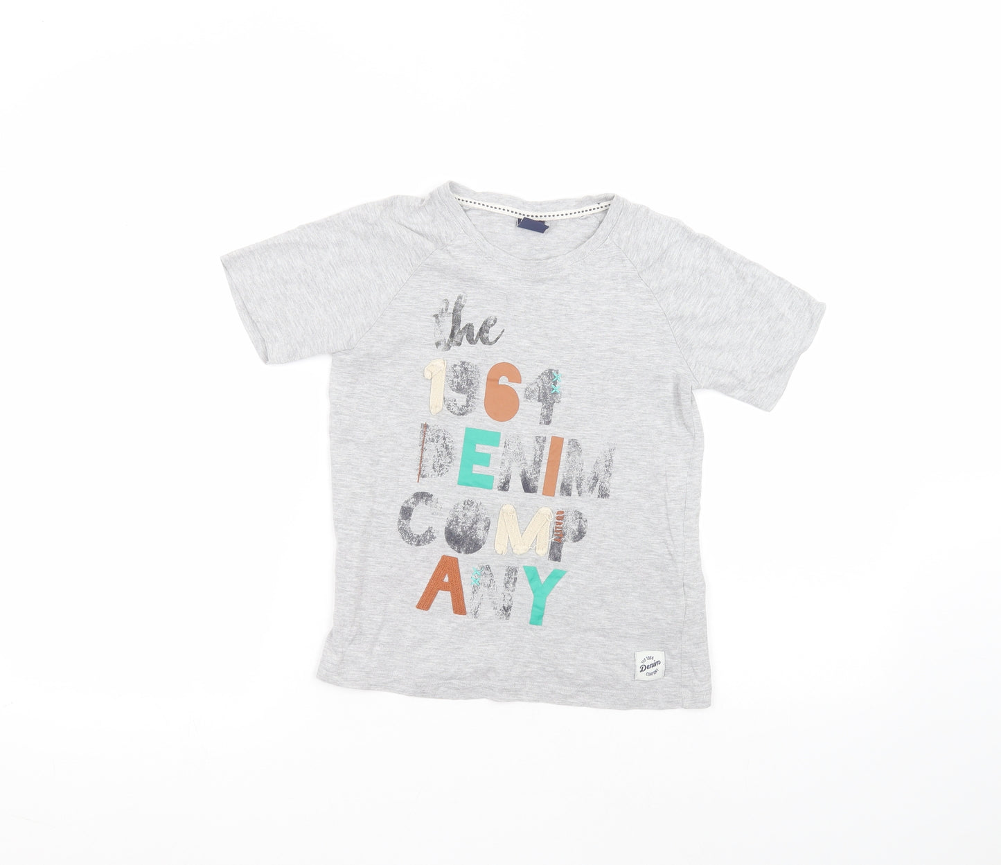 Denim Boys Grey  Cotton Basic T-Shirt Size 7 Years Round Neck