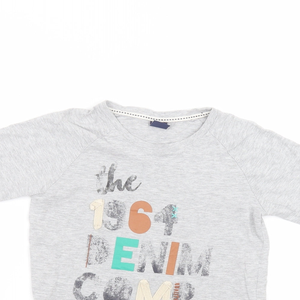 Denim Boys Grey  Cotton Basic T-Shirt Size 7 Years Round Neck