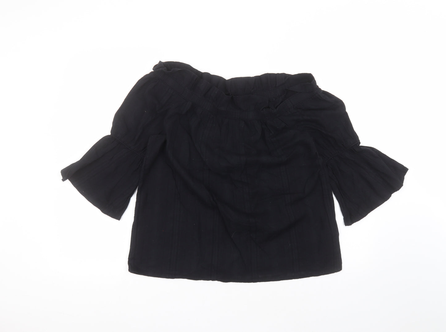 NEXT Womens Black  Cotton Basic T-Shirt Size 12 Round Neck