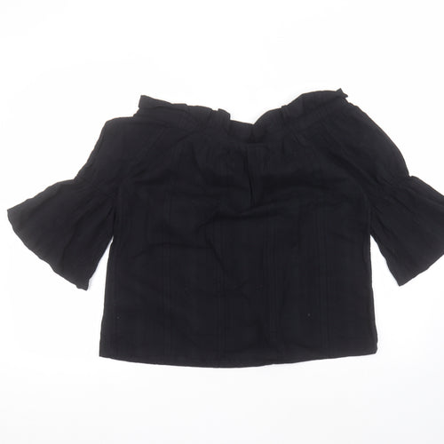 NEXT Womens Black  Cotton Basic T-Shirt Size 12 Round Neck